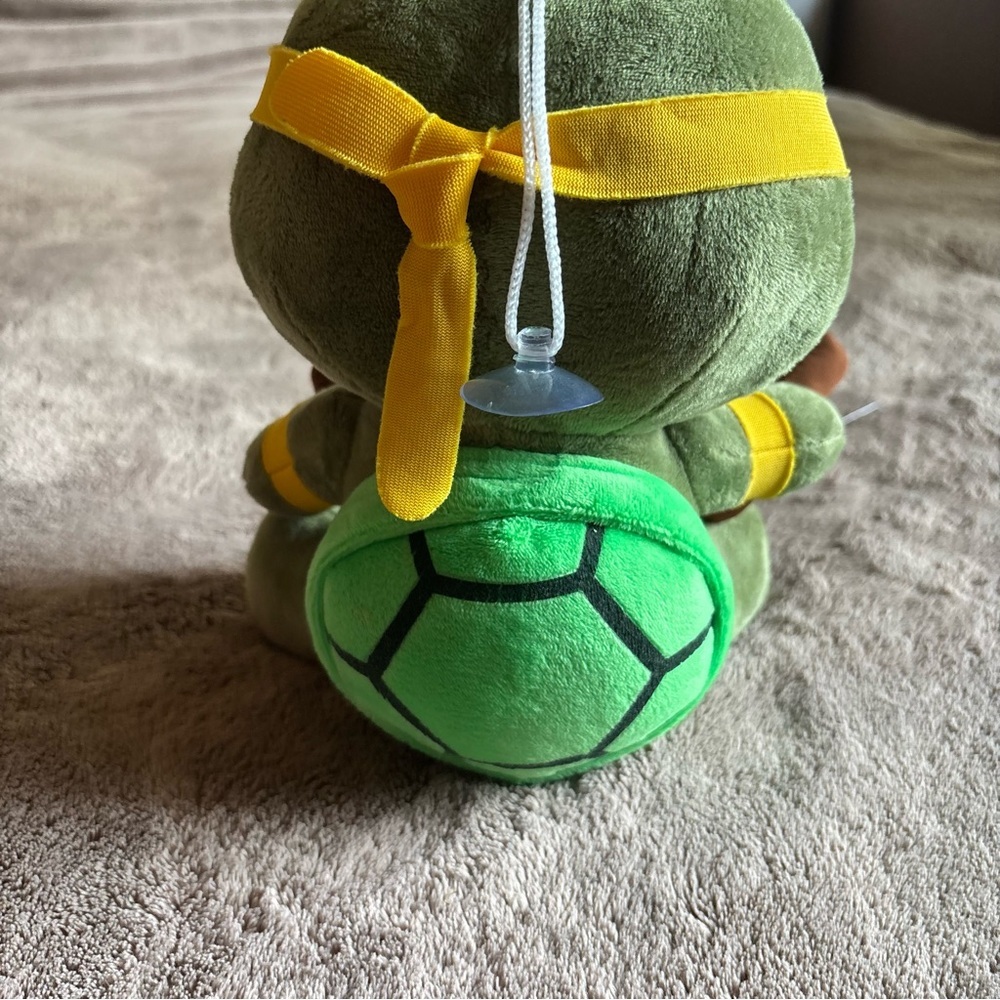 TMNT Michelangelo Plush Stuffed Toy Orange Mask Nunchucks Suction Cup Hanger - Picture 3 of 6